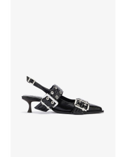 FEMININE BUCCKLE KITTEN HEEL BOX OLEATEX