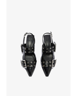 FEMININE BUCCKLE KITTEN HEEL BOX OLEATEX