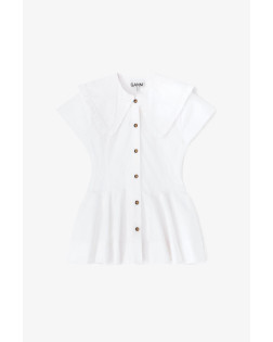 STRETCH COTTON PETER PAN COLLAR SHIRT