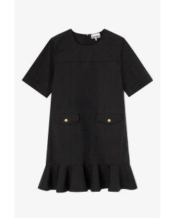 STRETCH COTTON MINI DRESS W FRILL