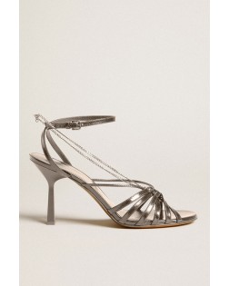 NICO SANDALS LAMINATED WRINKLED LEATHER UPPER WITH RUTHENIUM ACCESSSORIES