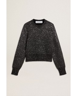 JOURNEY W S CROPPED KNIT CREW NECK MIXED WOOL SEQUINS