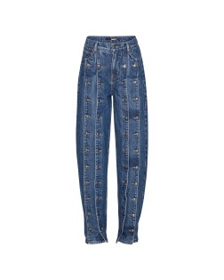 BUTTON DETAIL WIDE JEANS
