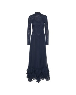 CHIFFON MAXI RUFFLE DRESS