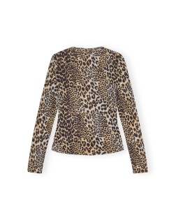 PRINTED MARL MESH LONG SLEEVE TOP