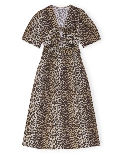 PRINTED COTTON TIE STRAP MIDI DRESS
