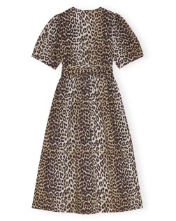 PRINTED COTTON TIE STRAP MIDI DRESS