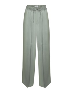JULES GREEN WIDE PANTS WITH ELASTICATED WAIST