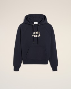 HOODIE AVEC PATCH AMI PARIS MOLLETON EPAIS NON GRATTE DE COTON BIOLOGIQUE