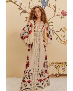 CASHEW MANDALA CREAM MAXI DRESS