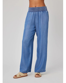 SMOCKED WAIST WIDE LEG PANT