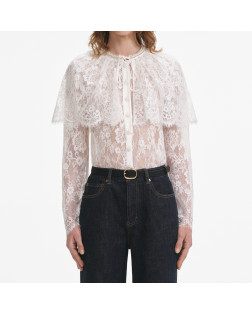 WHITE LACE CAPE TOP