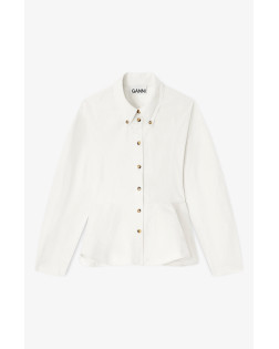 STRETCH COTTON PEPLUM SHIRT