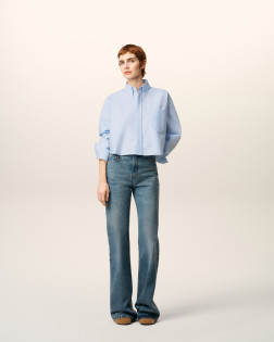CHEMISE OVERSIZE CROPPED COL BUTTON
