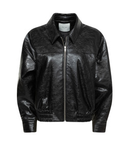 MILF BLACK FAKE LEATHER BOMBER