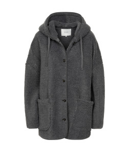 KENJI DARK GREY TEDDY OVERSIZED JACKET W HOODIE