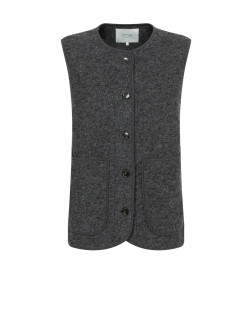 MADISON DARK GREY SLEEVELESS WOOL JACKET