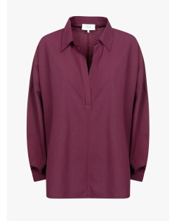 MADONNA PLUM COTTON POPLIN POLO SHIRT