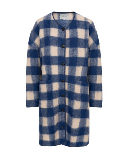 MAHAUT BLUE CHECKED WOOLY OVERSIZED JACKET