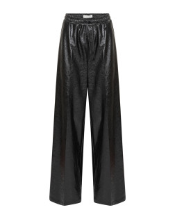 JULES BLACK FAKE LEATHER PANTS W ELASTICATED WAIST