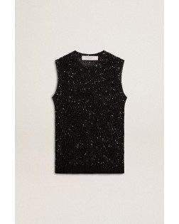 JOURNEY W S KNIT TNAK TOP SEQUINS MESH